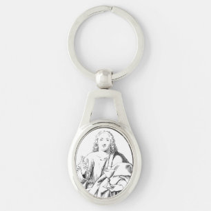 Sankt Johannes den älskade aposteln och evangelist Ovalt Silverfärgad Nyckelring