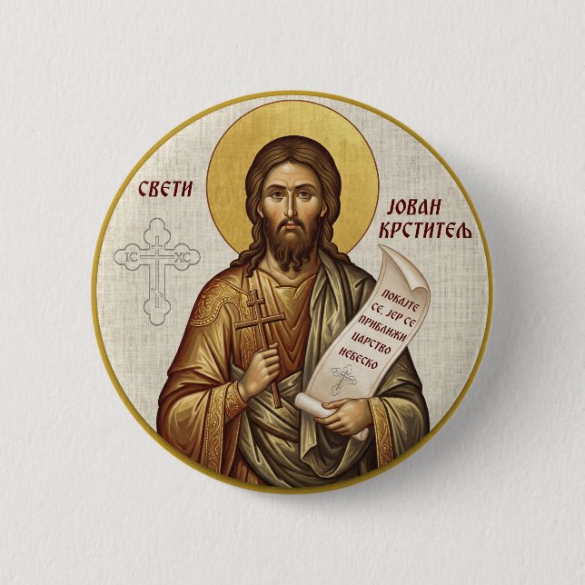 Sankt Johannes Döparen ortodox ikon Knapp (Framsida)