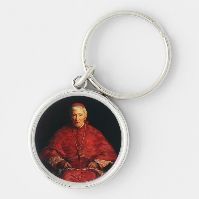 Sankt John Henry Newman engelsk teolog Rund Silverfärgad Nyckelring (Framsidan)