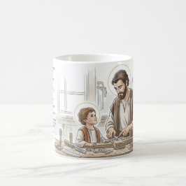 Sankt Josef Arbetaren och Jesusbarnet, katolsk mug Kaffemugg