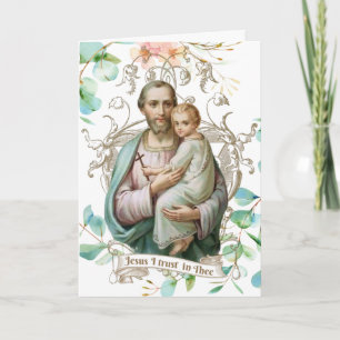Sankt Josef Jesus Blommig Religiös Katolsk Kort