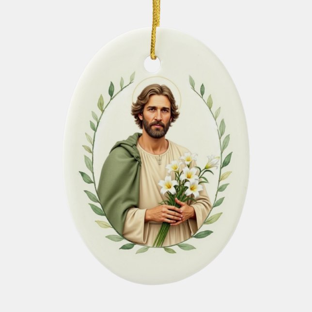 Sankt Josef katolsk andaktsbok Julgransprydnad Keramik (Framsidan)