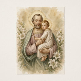 Sankt Josef med Jesusbarnet Skyddsbön Helig Visitkort
