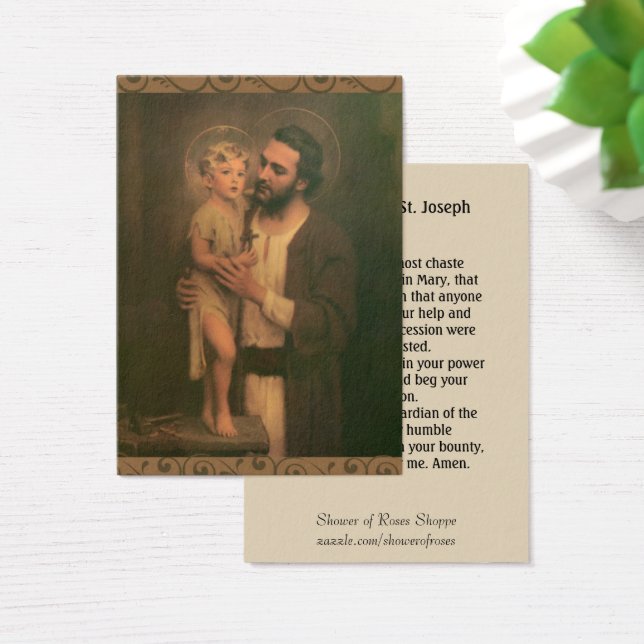 Sankt Josefs högtidsdag Memorare Heliga bönekort Visitkort (Skivbord)