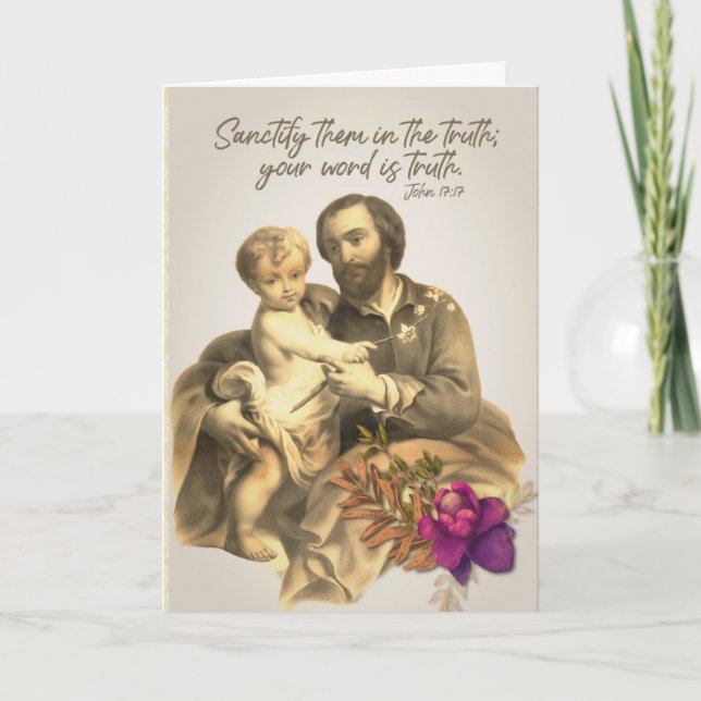 Sankt Josefs Jesus högtidsdag religiös bön Helgkort (Framsida)