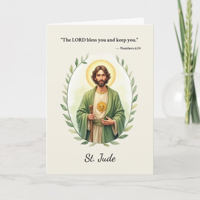 Sankt Judas Guds fred med skrift Kort (Framsida)