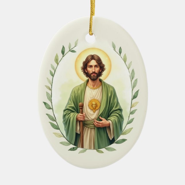 Sankt Judas katolska andaktsbild Julgransprydnad Keramik (Framsidan)