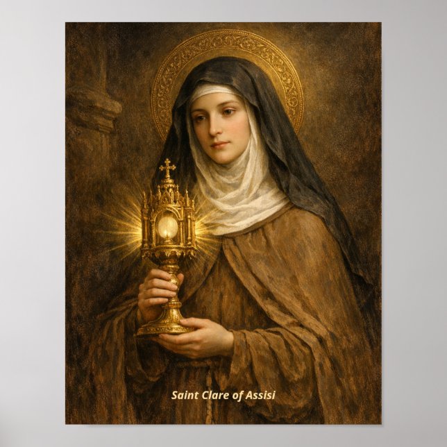 Sankt Klara av Assisi konsttryck Poster (Framsidan)