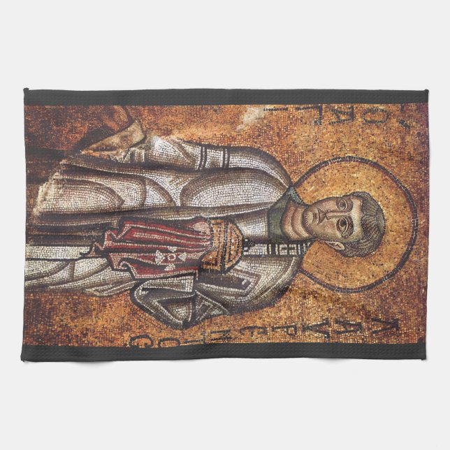 Sankt Laurentius Ortodoxt mosaikkonsttryck Kökshandduk (Horisontell)