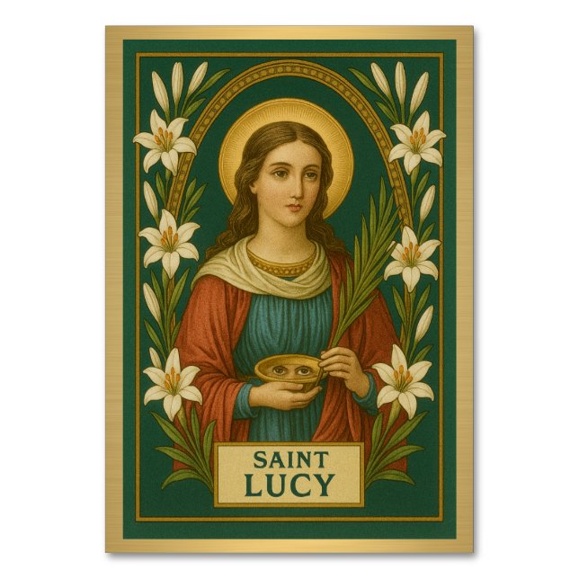 Sankt Lucia Katolska Bröllopsbordskort Bordsnummer (Framsidan)