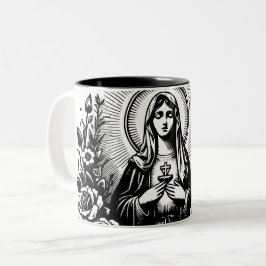 Sankt Maria katolsk kristen katolsk meditation Två-Tonad Mugg