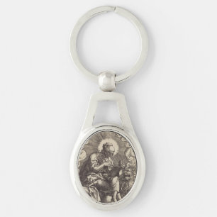 Sankt Markus evangelisten och martyren Ovalt Silverfärgad Nyckelring