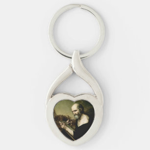 Sankt Markus Evangelisten Premium Venetianska Maje Twisted Heart Silverfärgad Nyckelring