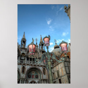 Sankt Markus och lampa, Venedig, Italien Poster