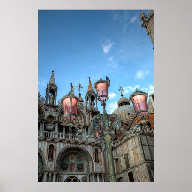 Sankt Markus och lampa, Venedig, Italien Poster (Framsidan)