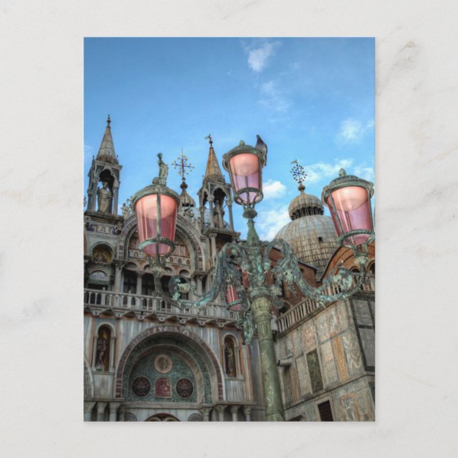 Sankt Markus och lampa, Venedig, Italien Vykort (Framsida)