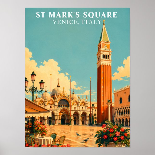 Sankt Markus' torg Venedig Italien Piazza San Marc Poster (Framsidan)