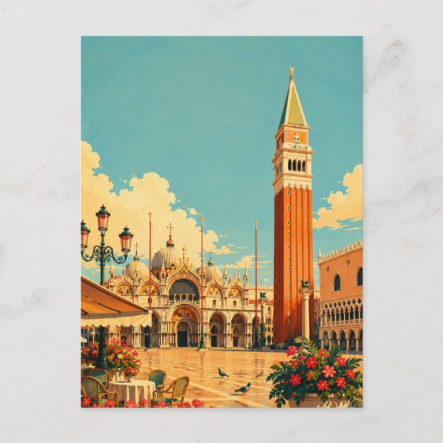 Sankt Markus' torg Venedig Italien Piazza San Marc Vykort (Framsida)