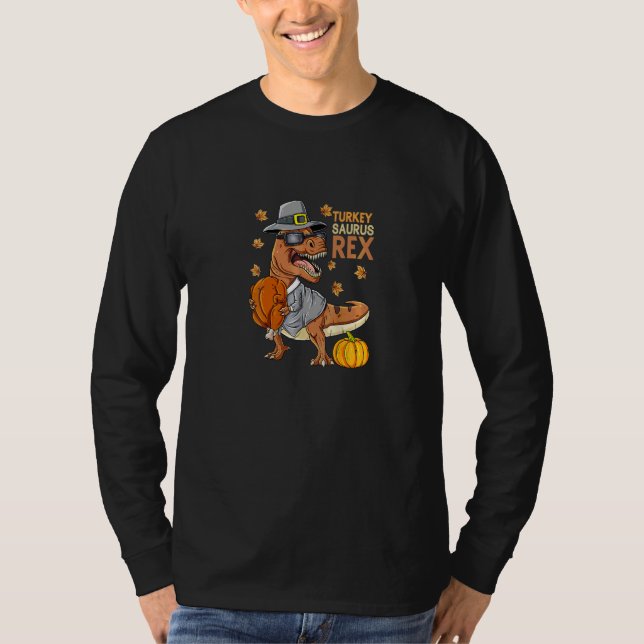 Sankt Martins kalkon Saurus Rex pilgrim Dinosaur B T Shirt (Framsida)