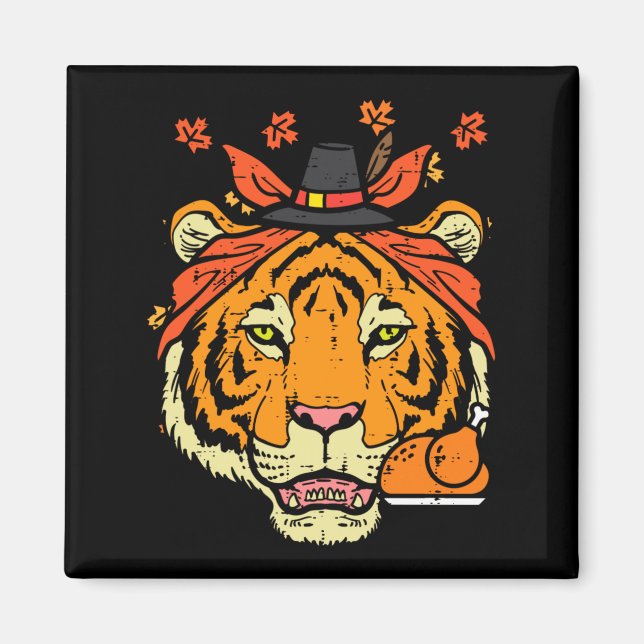 Sankt Martins Tigergesicht Thanksgiving Day Höst K Magnet (Framsidan)