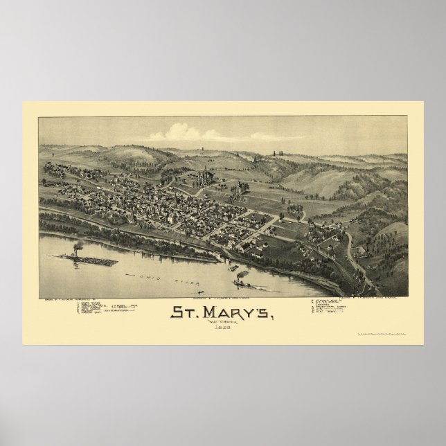 Sankt Marys, WV Panoramic Karta - 1895 Poster (Framsidan)
