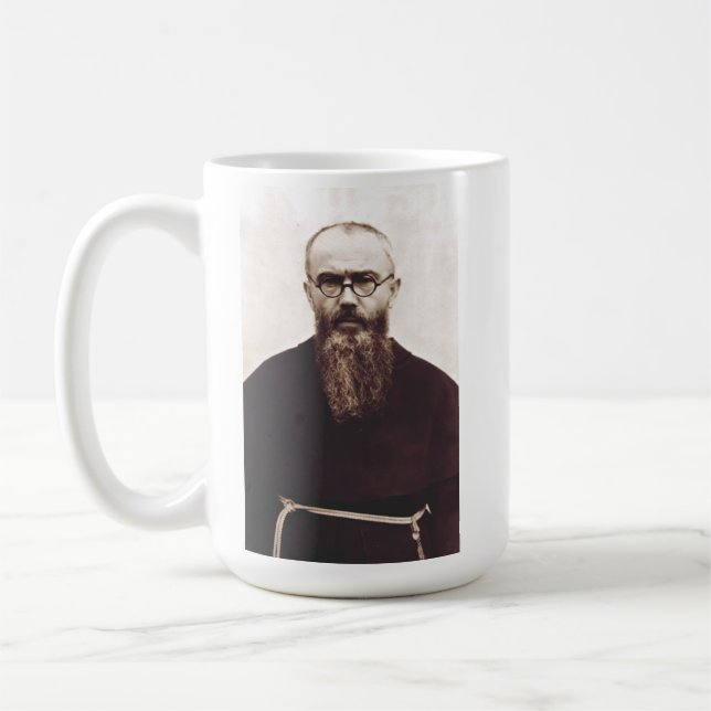Sankt Maximilian Kolbe polsk katolsk präst Kaffemugg (Vänster)