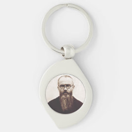 Sankt Maximilian Kolbe polsk katolsk präst Swirl Silverfärgad Nyckelring