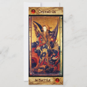 Sankt Michael Vanquishing av Djävulen Prayer Card