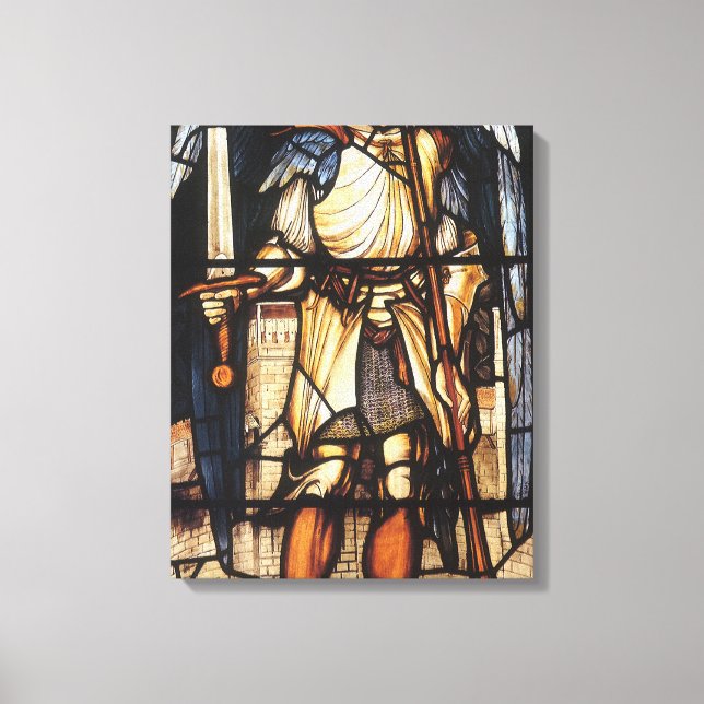 Sankt Mikael av Sir Edward Coley Burne-Jones Canvastryck (Framsida)