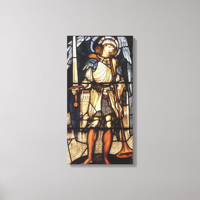 Sankt Mikael av Sir Edward Coley Burne-Jones Canvastryck (Framsida)
