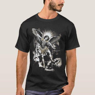 Sankt Mikael besegrar Satan Ärkeängel Krigare T Shirt