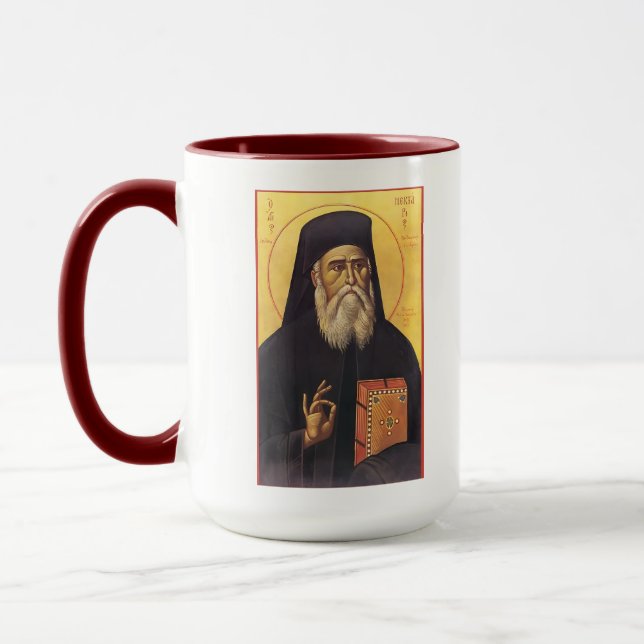 Sankt Nectarios av Aegina ortodox ikon Mugg (Vänster)