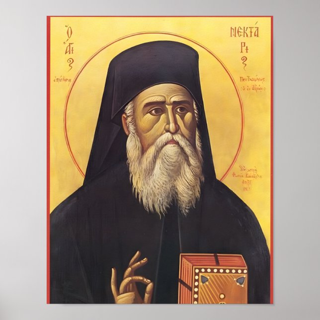 Sankt Nectarios från Aegina ortodox ikon Poster (Framsidan)