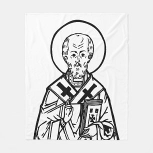 Sankt Nikolaus av Myra Bysantinsk Ortodox Ikon Fleecefilt