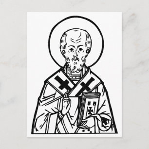 Sankt Nikolaus av Myra Bysantinsk Ortodox Ikon Vykort