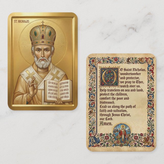 Sankt Nikolaus bönekort Visitkort (Fram/baksida)