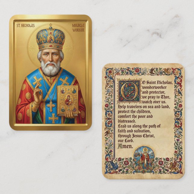 Sankt Nikolaus bönekort Visitkort (Fram/baksida)