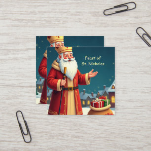 Sankt Nikolaus dag Smil Och Varmaste Önskningar Fyrkantigt Visitkort