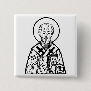Sankt Nikolaus från Myra Bysantinsk Ortodox Ikon Knapp