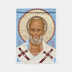 Sankt Nikolaus från Myra Premium Ortodox konst Fleecefilt