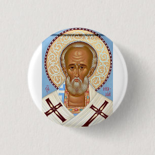 Sankt Nikolaus från Myra Premium Ortodox konst Knapp