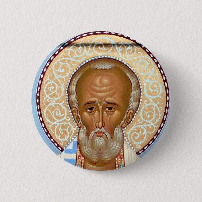Sankt Nikolaus från Myra Premium Ortodox konst Knapp (Framsida)