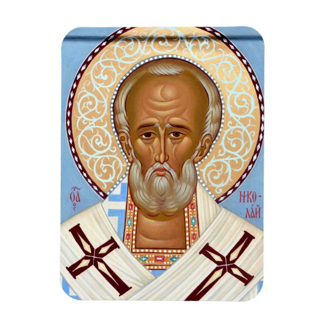Sankt Nikolaus från Myra Premium Ortodox konst Magnet (Vertikal)