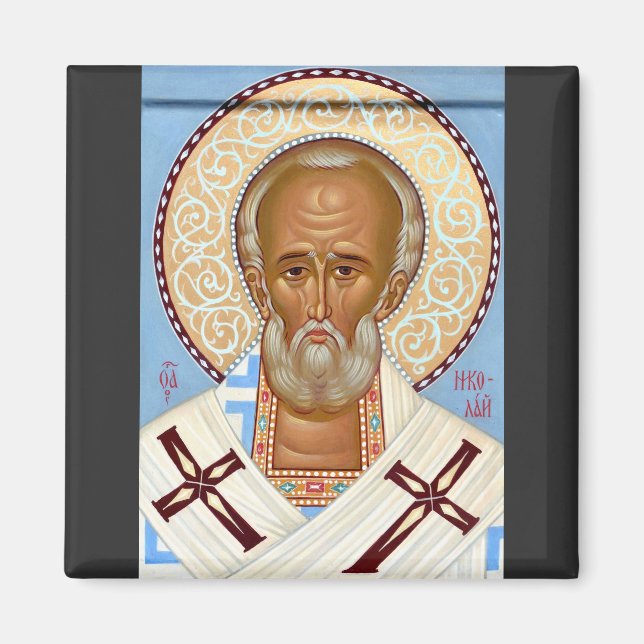 Sankt Nikolaus från Myra Premium Ortodox konst Magnet (Framsidan)