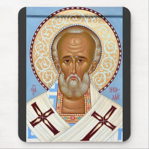 Sankt Nikolaus från Myra Premium Ortodox konst Musmatta