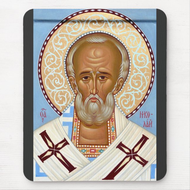 Sankt Nikolaus från Myra Premium Ortodox konst Musmatta (Framsidan)