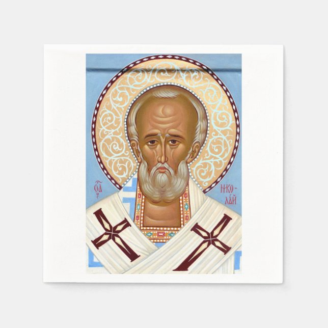 Sankt Nikolaus från Myra Premium Ortodox konst Pappersservett (Framsidan)