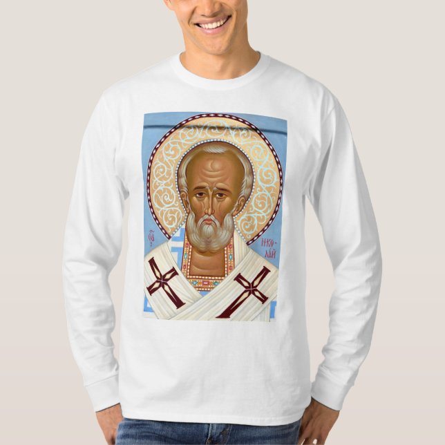 Sankt Nikolaus från Myra Premium Ortodox konst T Shirt (Framsida)