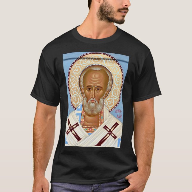 Sankt Nikolaus från Myra Premium Ortodox konst T Shirt (Framsida)