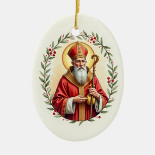 Sankt Nikolaus Guds frid och välsignelser Skrift Julgransprydnad Keramik